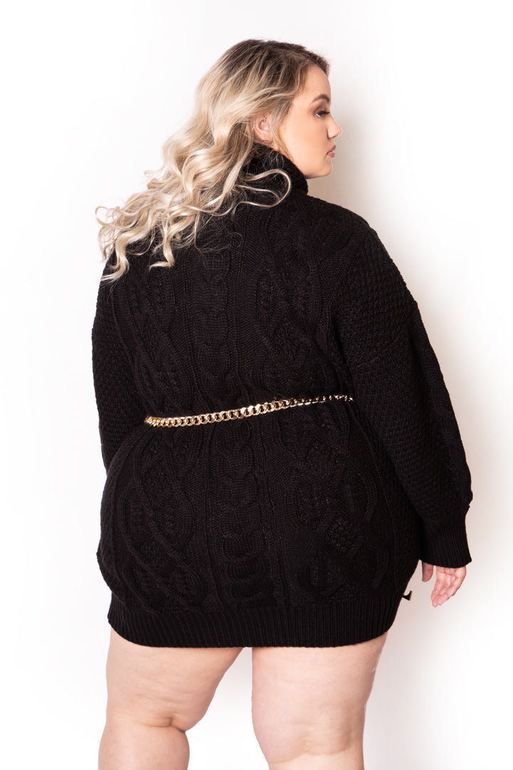 The It Looks Good on Everyone -  Sweater dress in Carbon Black