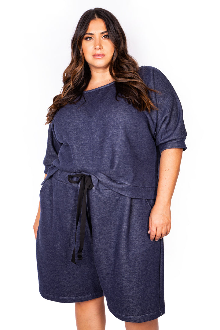 The Something the Lord Made French Terry Two Piece in Denim Navy with Side pocket