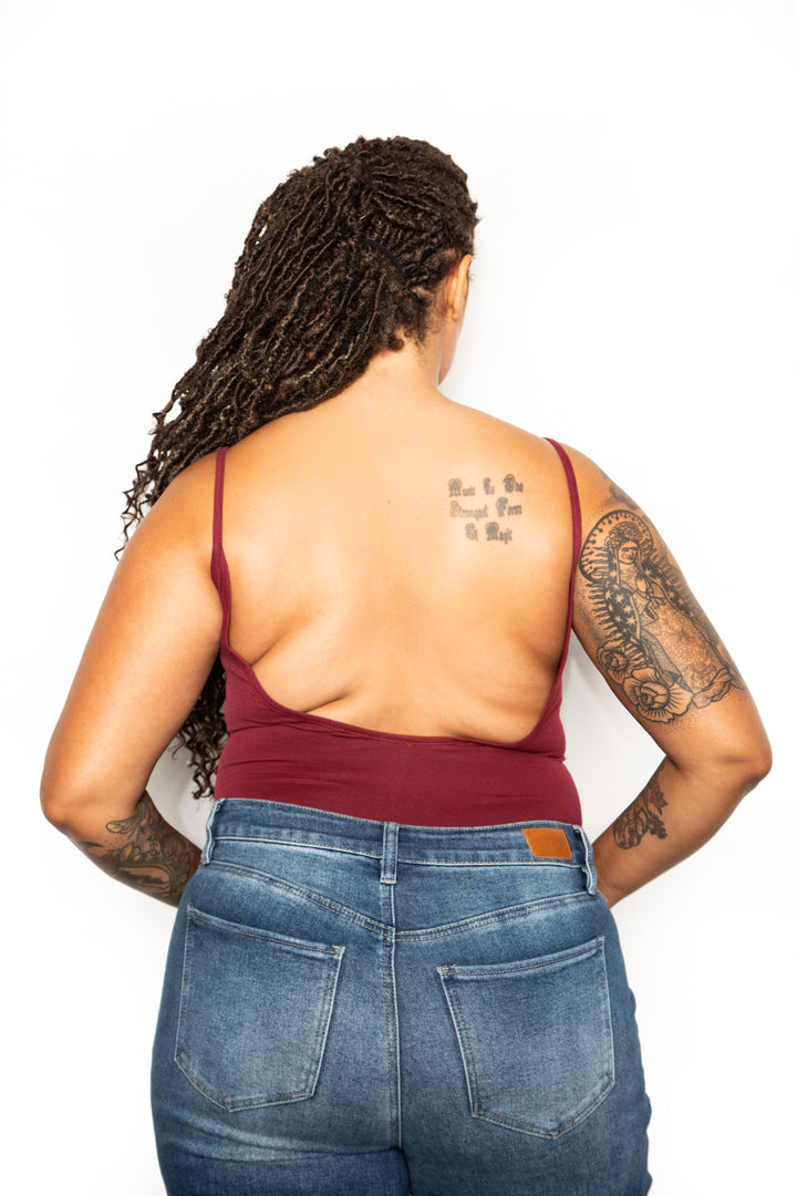Sleeveless thong bodysuit - Burgundy