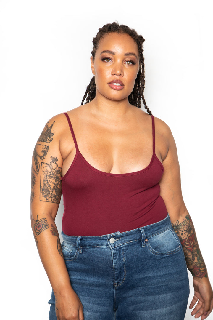 Sleeveless thong bodysuit - Burgundy