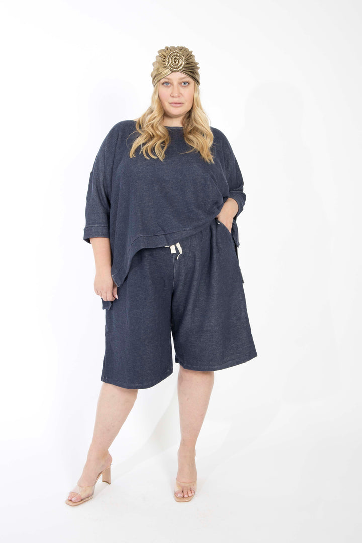 The Something the Lord Made French Terry Two Piece in Denim Navy with Side pocket