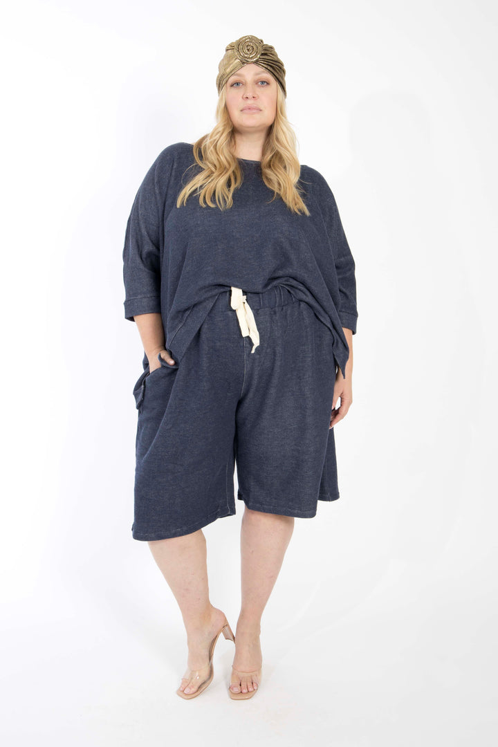 The Something the Lord Made French Terry Two Piece in Denim Navy with Side pocket