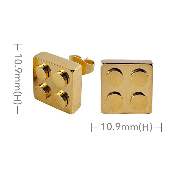 18K Gold Plated Stainless Lego Earrings – Sante