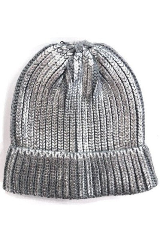 Silver or Black metallic beanie