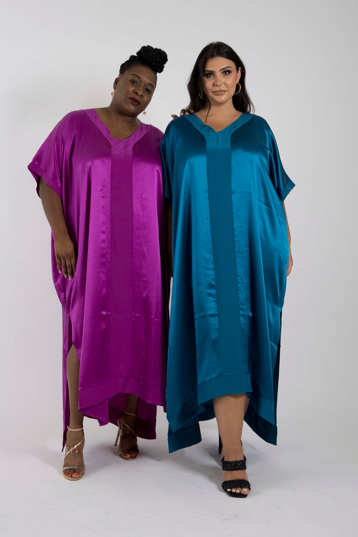 The Muse Italian Silk Charmeuse Caftan - Purple