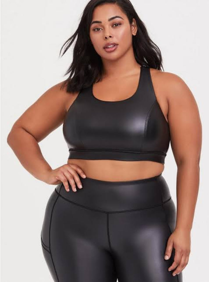 Faux Leather Leggings with Matching Bra Top