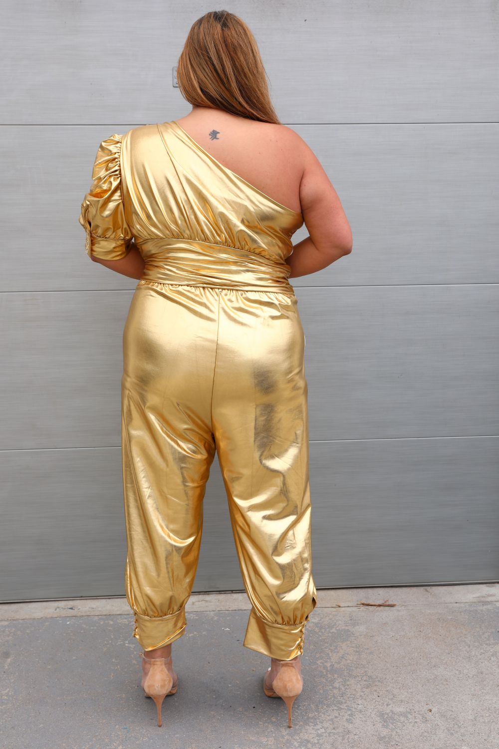 Plus size gold sales romper
