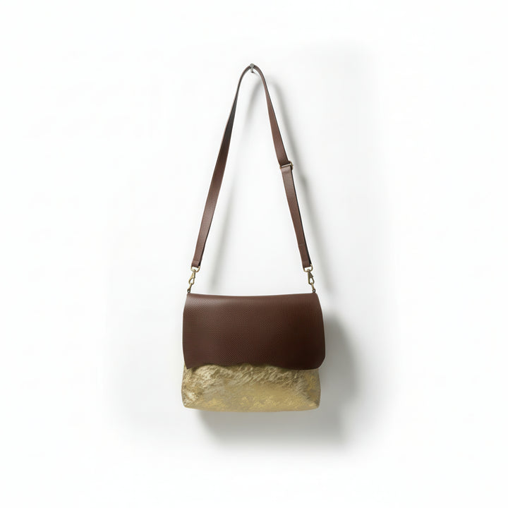 gold messenger bag