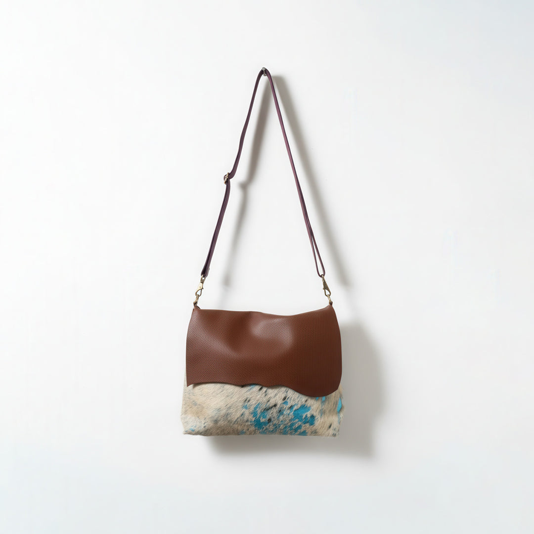 cowhide messenger bag crossbody blue