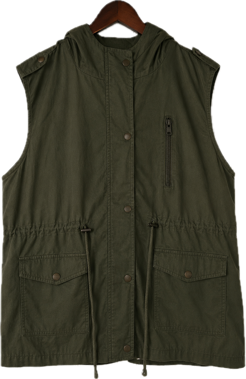 Zenana Outfitters Vest Womens Plus Size 1X Hooded Anorak with Drawstring Pockets