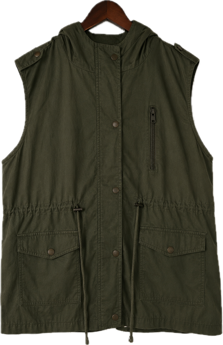 Zenana Outfitters Vest Womens Plus Size 1X Hooded Anorak with Drawstring Pockets