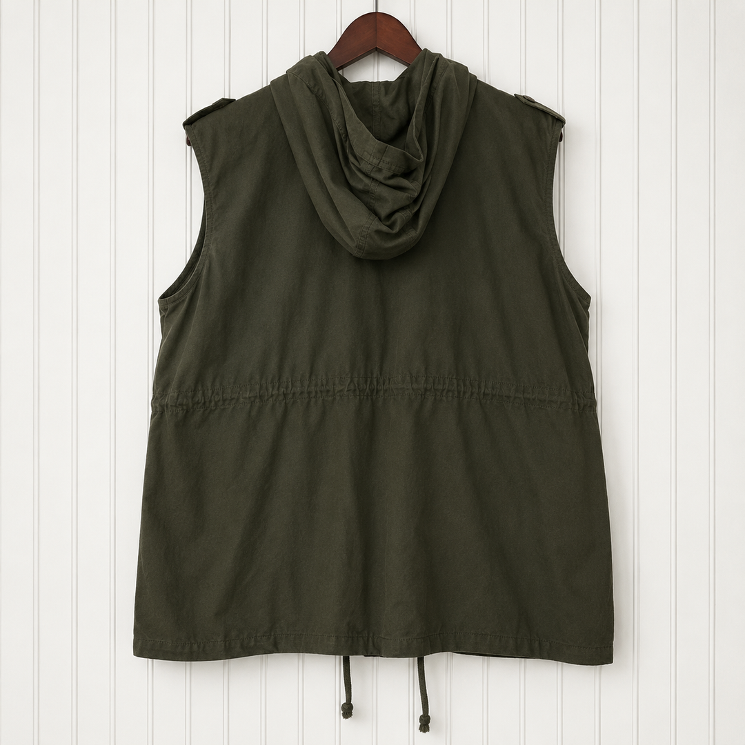 Zenana Outfitters Vest Womens Plus Size 1X Hooded Anorak with Drawstring Pockets