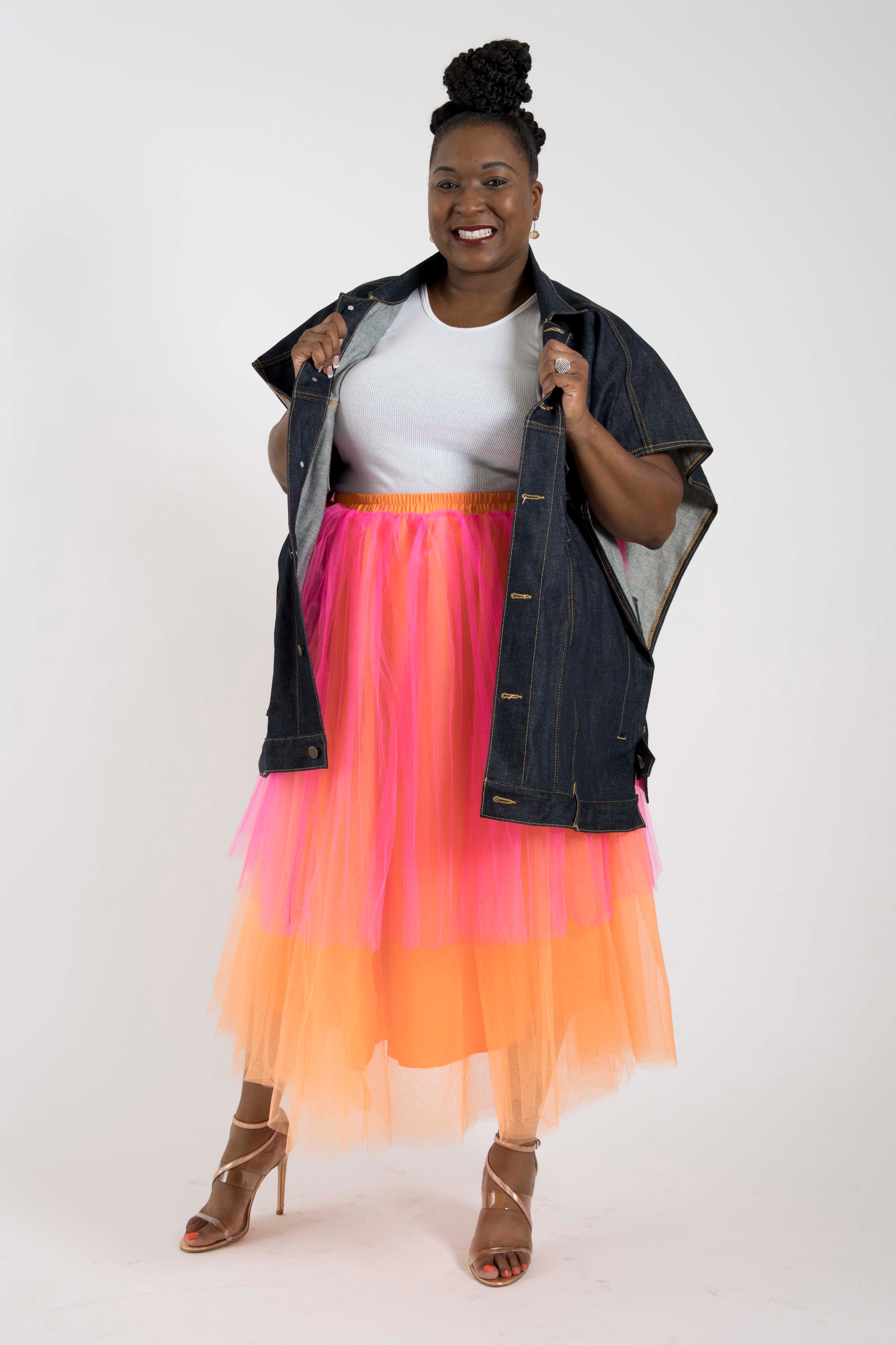 Plus size rainbow outlet tulle skirt