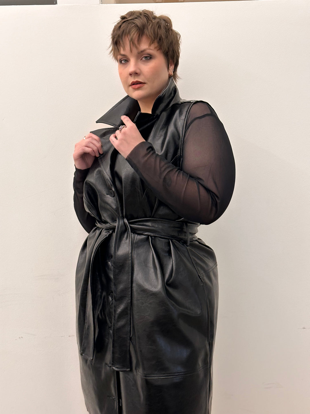 Vegan Leather Coat Dress/Vest