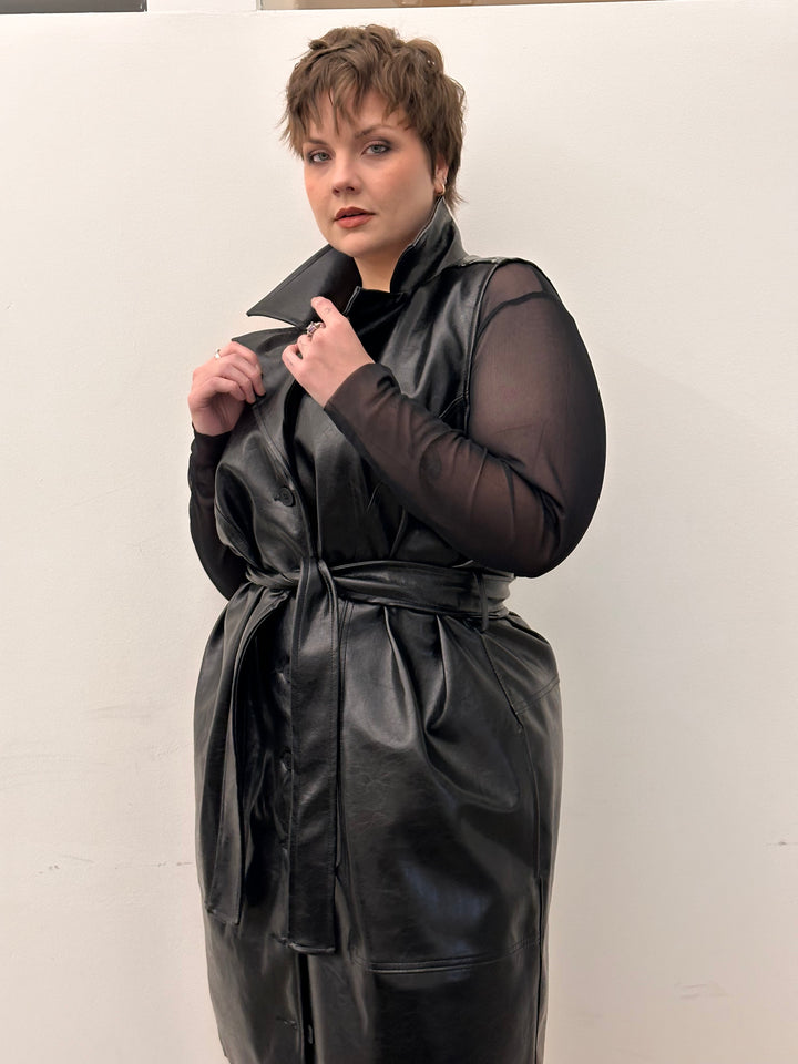 Vegan Leather Coat Dress/Vest