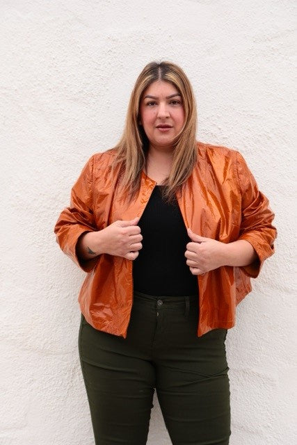 The Barre Leather Jacket in Pumpkin Paper