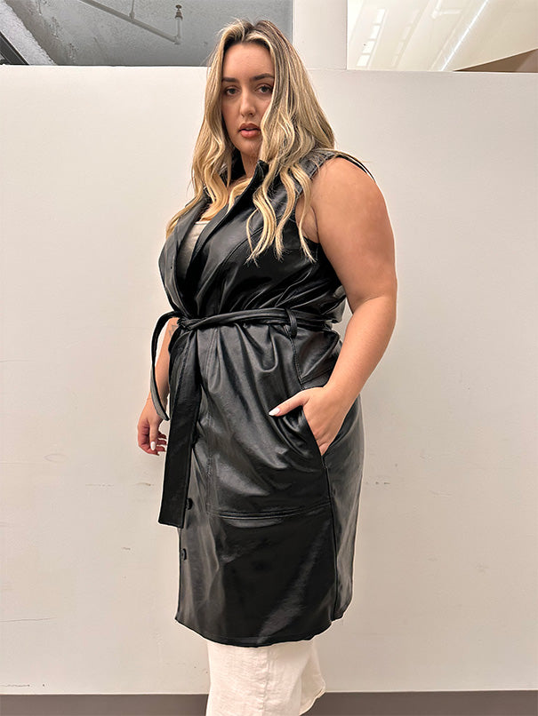 Vegan Leather Coat Dress/Vest 5/6 Vegan Leather Coat Dress/Vest 5/6