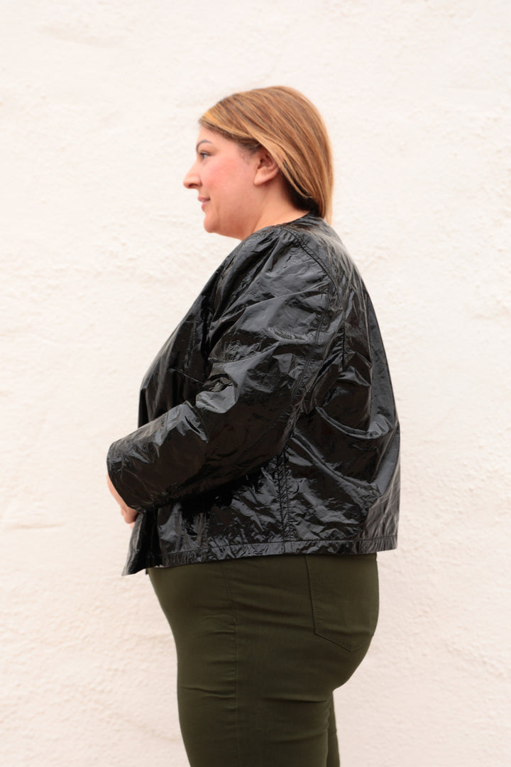 The Barre Leather Jacket  - Black Paper Leather