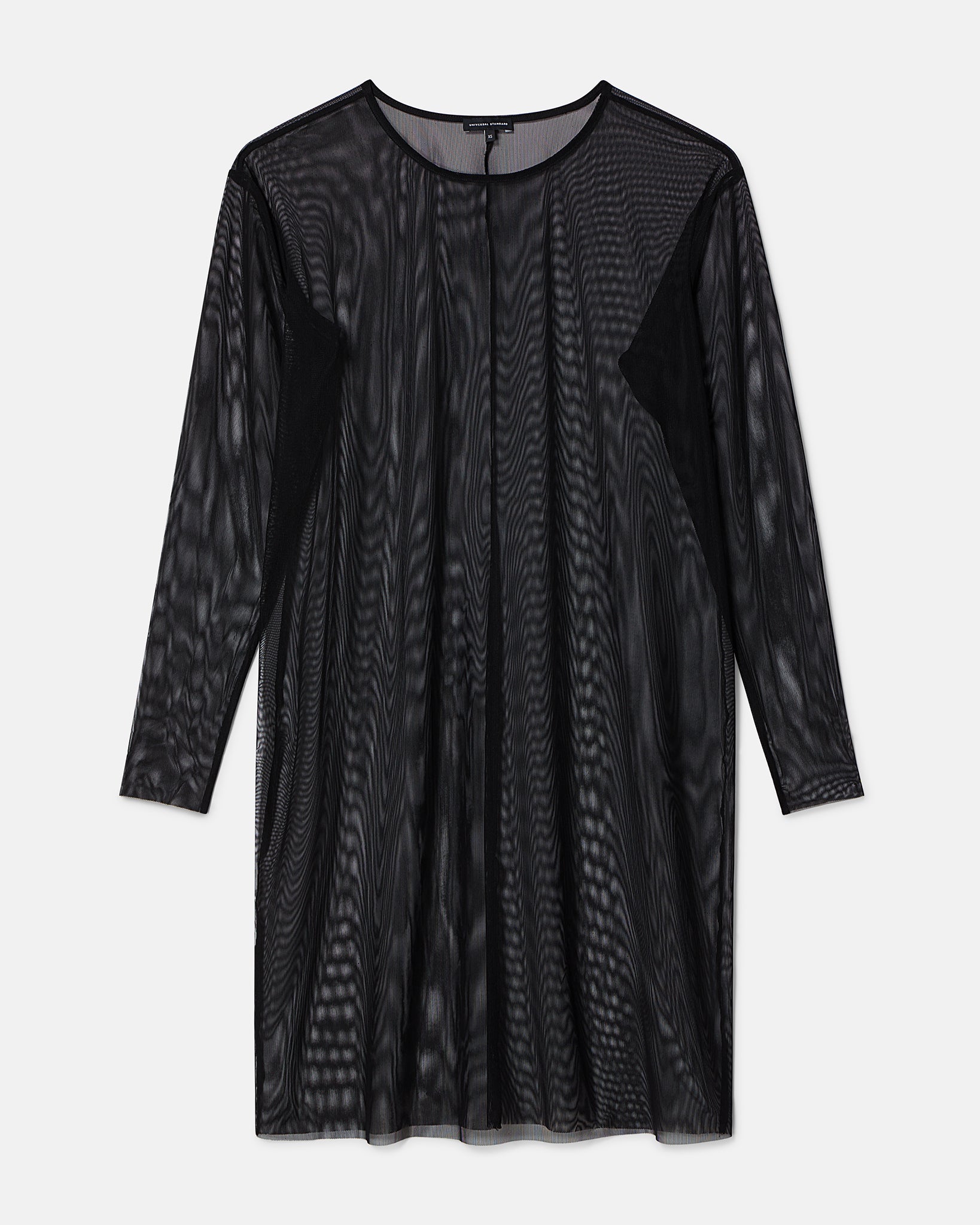 Grace Ruffle Black Long Sleeve Bodysuit Dress-Soft See-Through Mesh Fabric  Body Suit Top-High Neck Design
