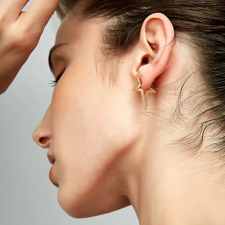 18k gold and silver shooting star earrings