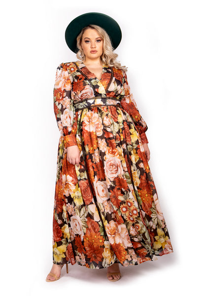 Plus Size Autumn Queen Chiffon Maxi Dress 3