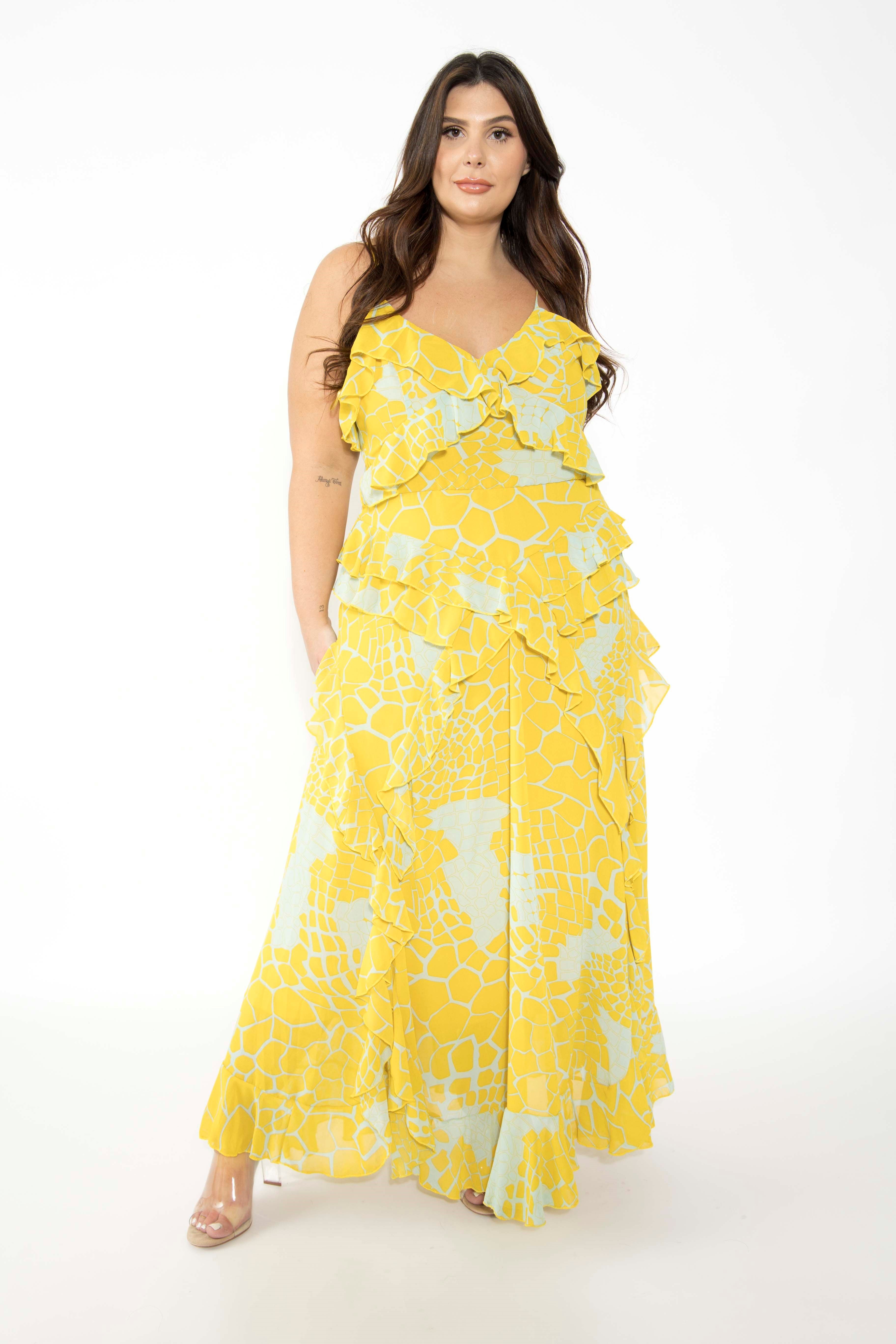 Mustard yellow maxi dress plus clearance size