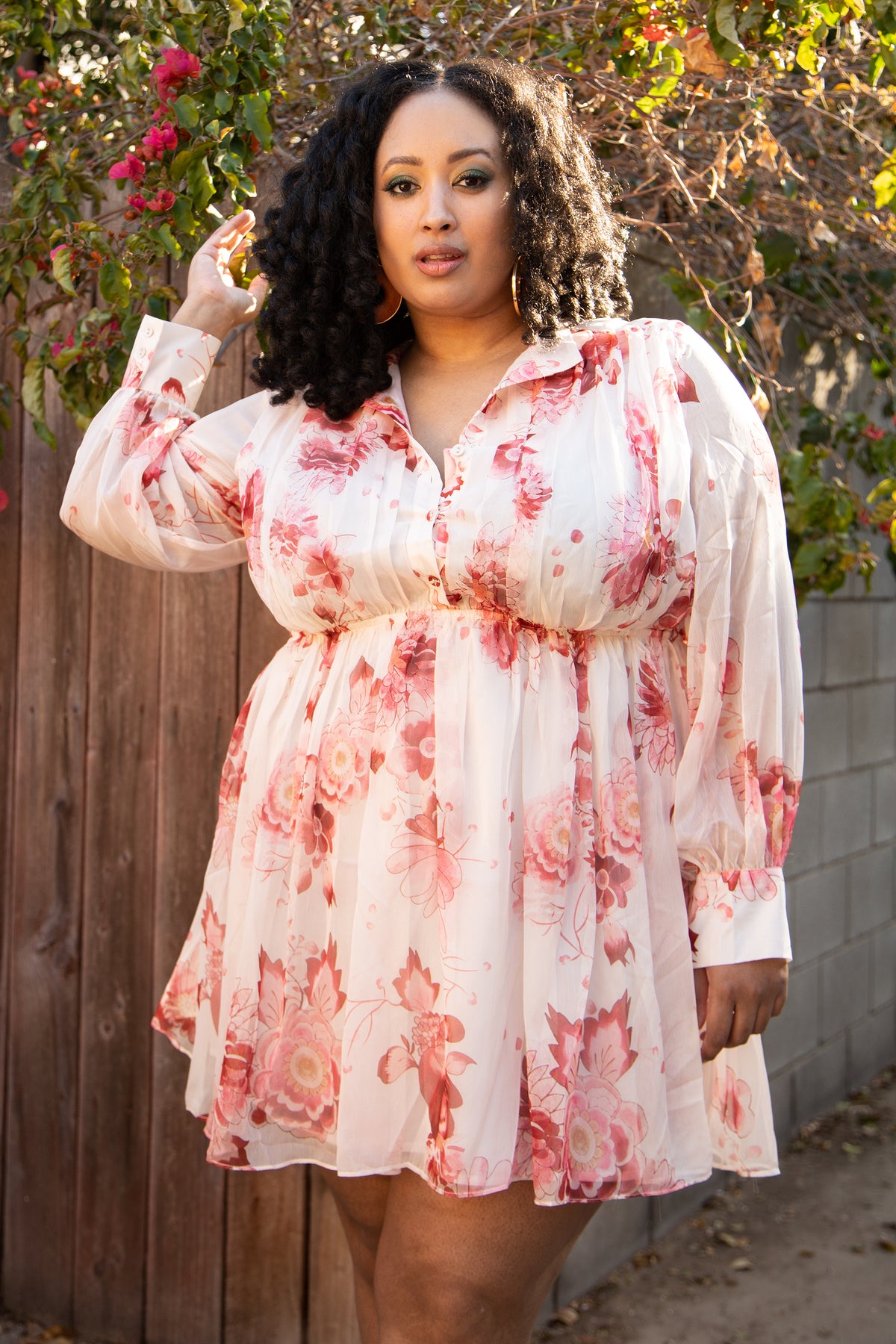 plus size ice cream dress The Sweet Like Ice Cream Chiffon Empire Waist Dress in Floral Print