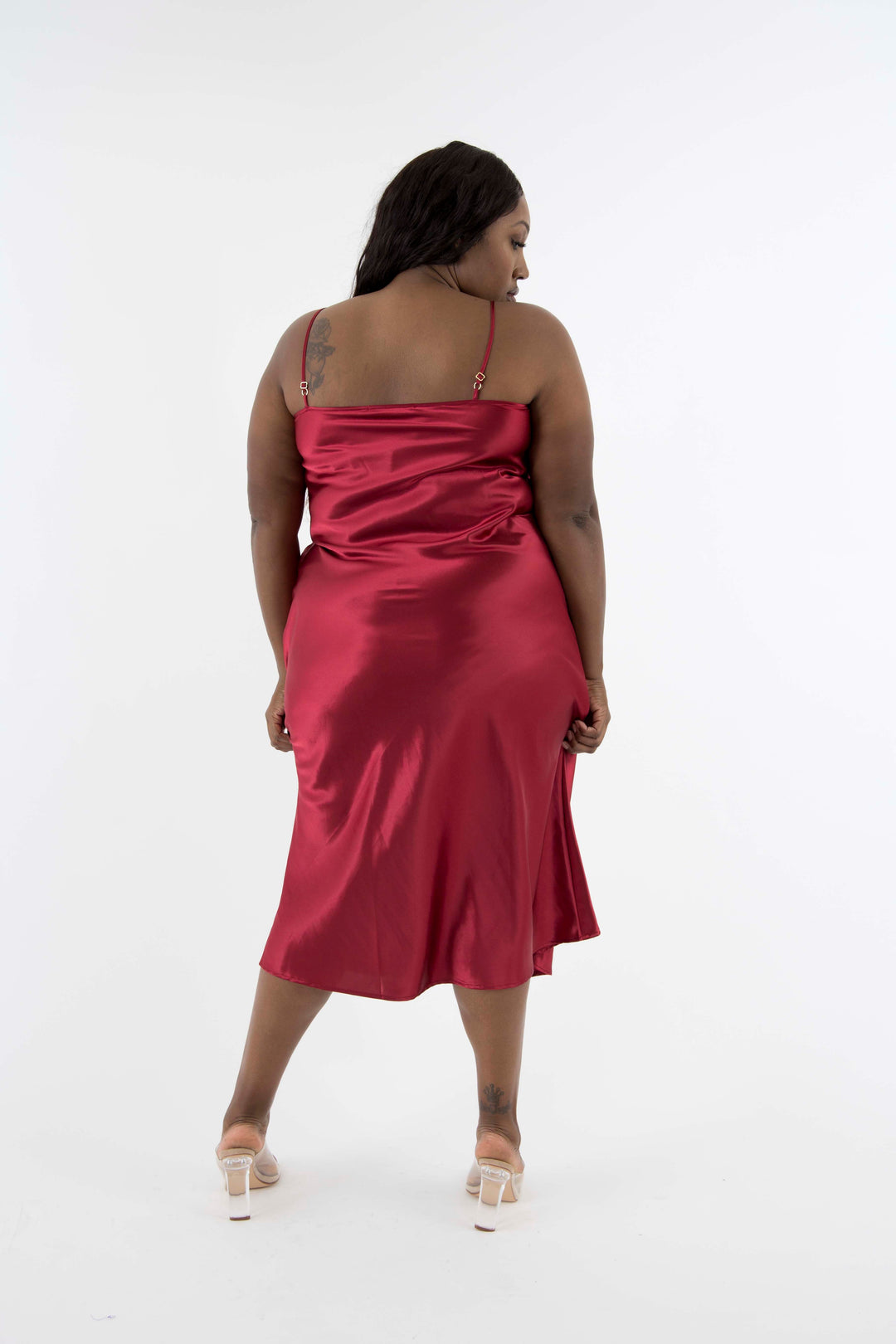 best satin slip dress Women's Burgundy Satin Cowl Neck Bridesmaid Gown