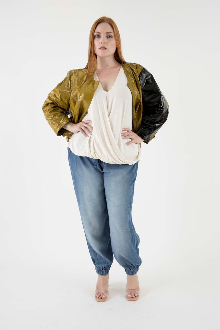 The Barre Leather Jacket  - Mustard Paper Leather Jacket