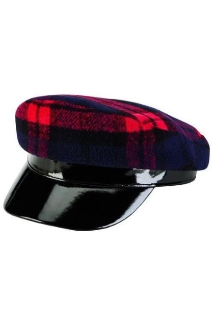 cabbie black and red plaid hat