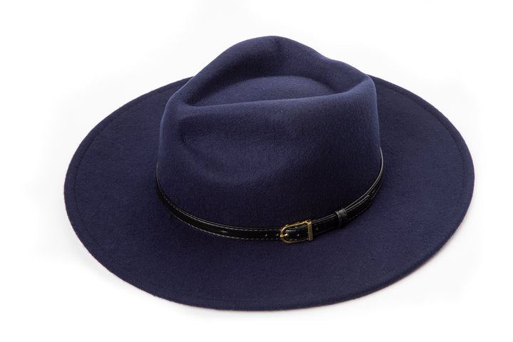 Navy Wool Felt Panama Hat