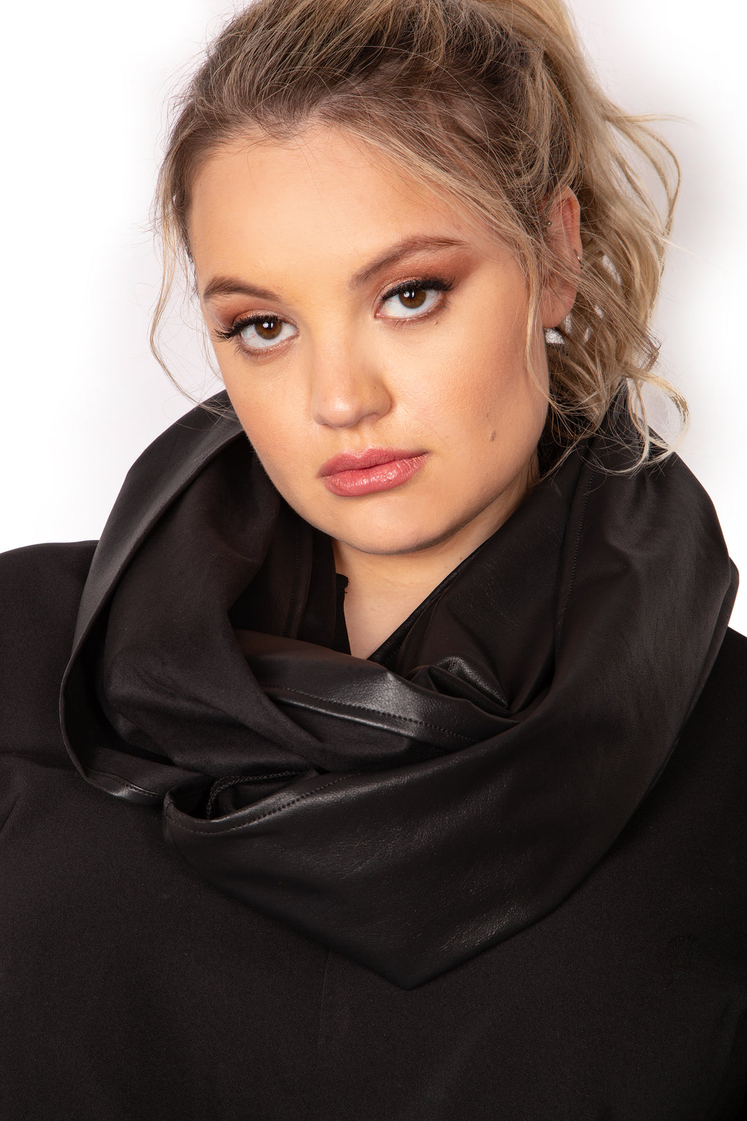 The Faux Leather Infinity Scarf in Black