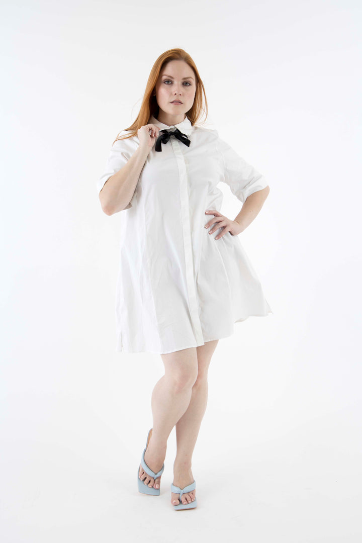 The Workaholic Cotton Shirt dress in White