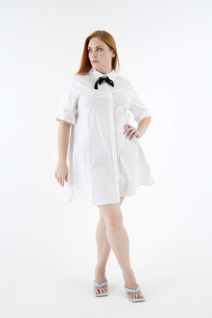The Workaholic Cotton Shirt dress in White